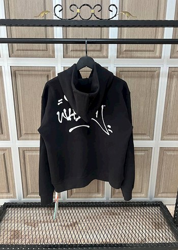 İthal Off White Erkek Siyah Kapüşonlu Baskılı Sweatshirt - Görsel 2