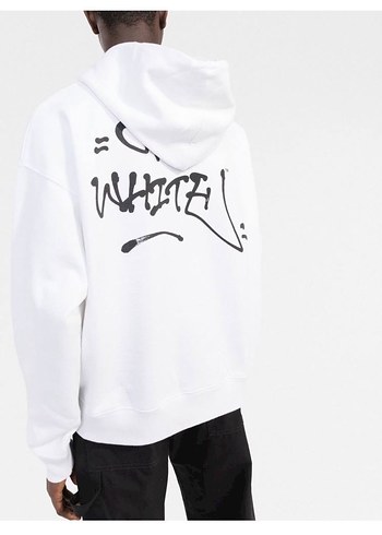 İthal Off White Siyah Baskılı Kapüşonlu Sweatshirt - Görsel 9