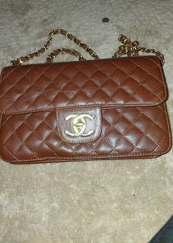 Diğer Chanel Kahverengi Kapitone Deri Omuz Cantasi