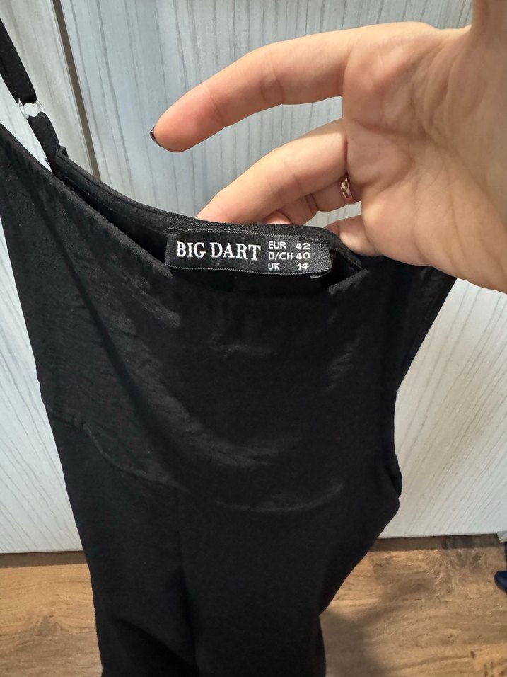 Siyah Askılı Uzun Keten Tulum - Görsel 3