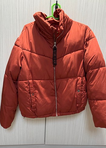 Turuncu  Yüksek Yakalı Kadın Kışlık Mont - Görsel 2