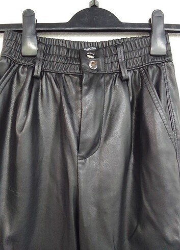Suni deri siyah jogger pantolon