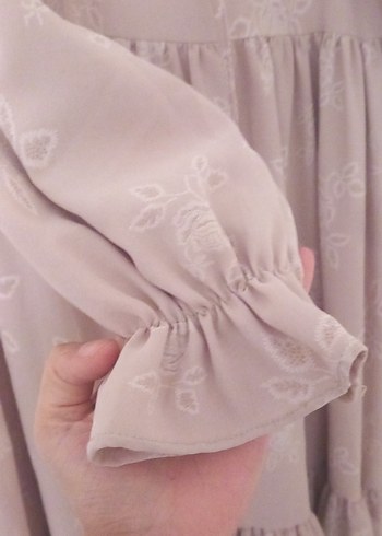 Bej Bohem Uzun Keten Elbise - Görsel 2