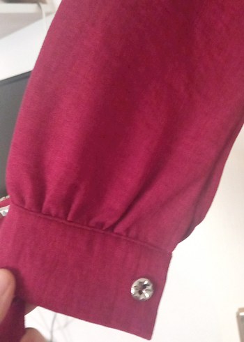 Bordo Pileli Uzun Kollu Kadın Elbise - Görsel 4