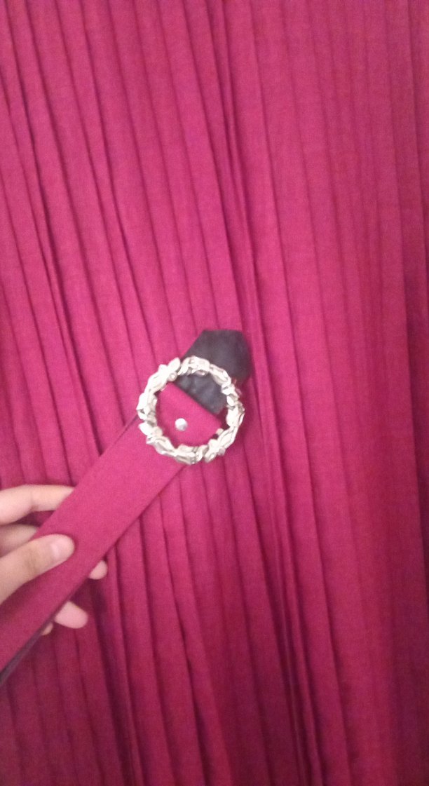 Bordo Pileli Uzun Kollu Kadın Elbise - Görsel 2