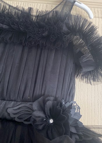 Kız Çocuk Siyah Gotik Fırfırlı Abiye Elbise - Görsel 7