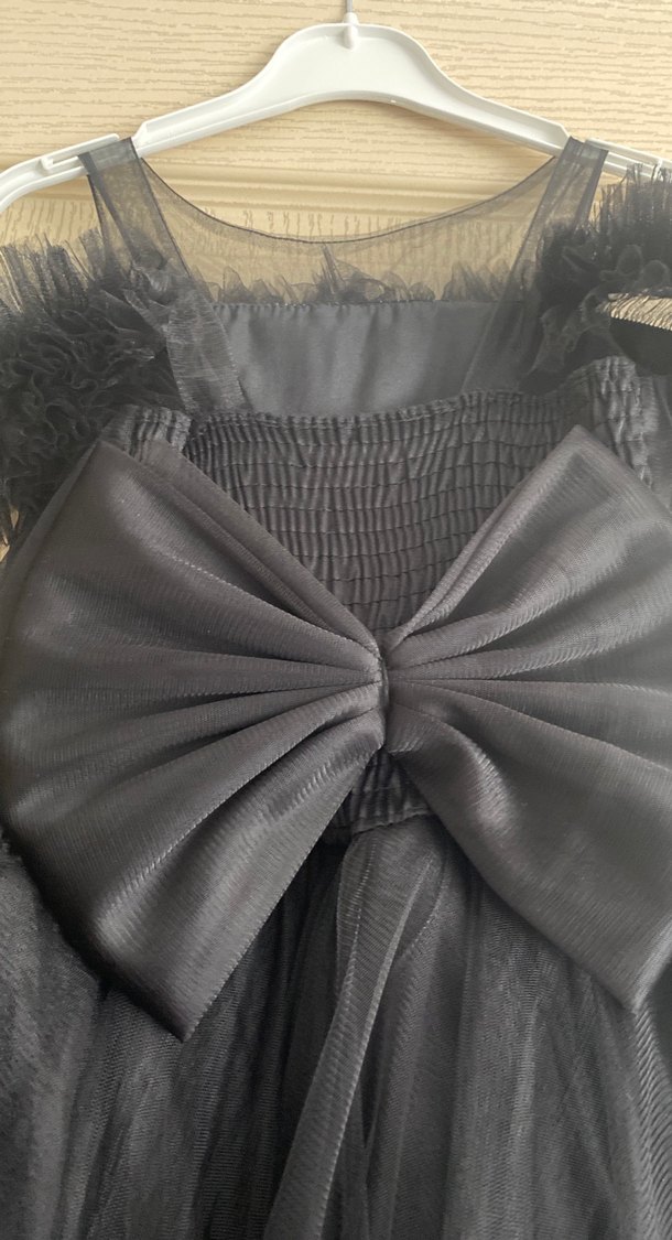 Kız Çocuk Siyah Gotik Fırfırlı Abiye Elbise - Görsel 3