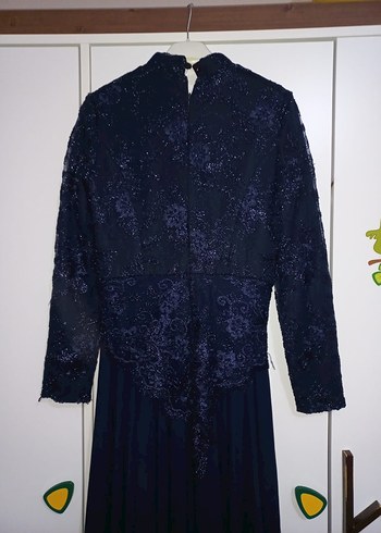 Lacivert Uzun Kollu Elbise - Görsel 3