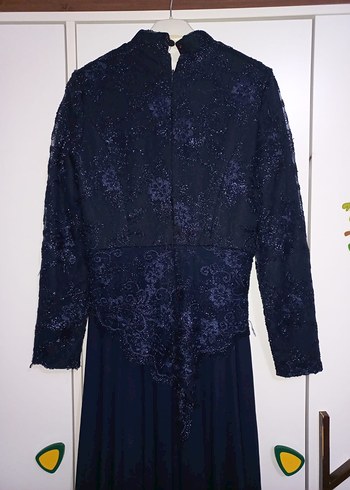 Lacivert Uzun Kollu Elbise - Görsel 2