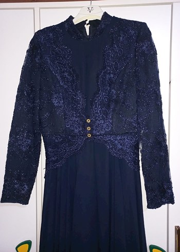 Lacivert Uzun Kollu Elbise - Görsel 5