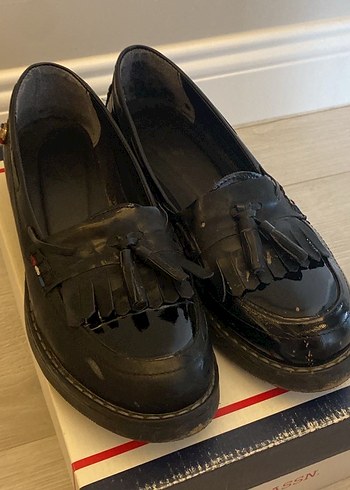 Siyah Tokalı Blok Topuklu Kadın Loafer