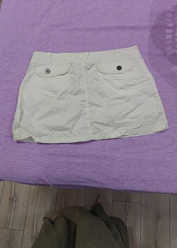 Beyaz Rahat Kesim Kadın Mini Etek - Görsel 5