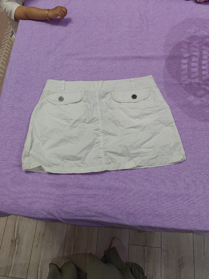 Beyaz Rahat Kesim Kadın Mini Etek - Görsel 4