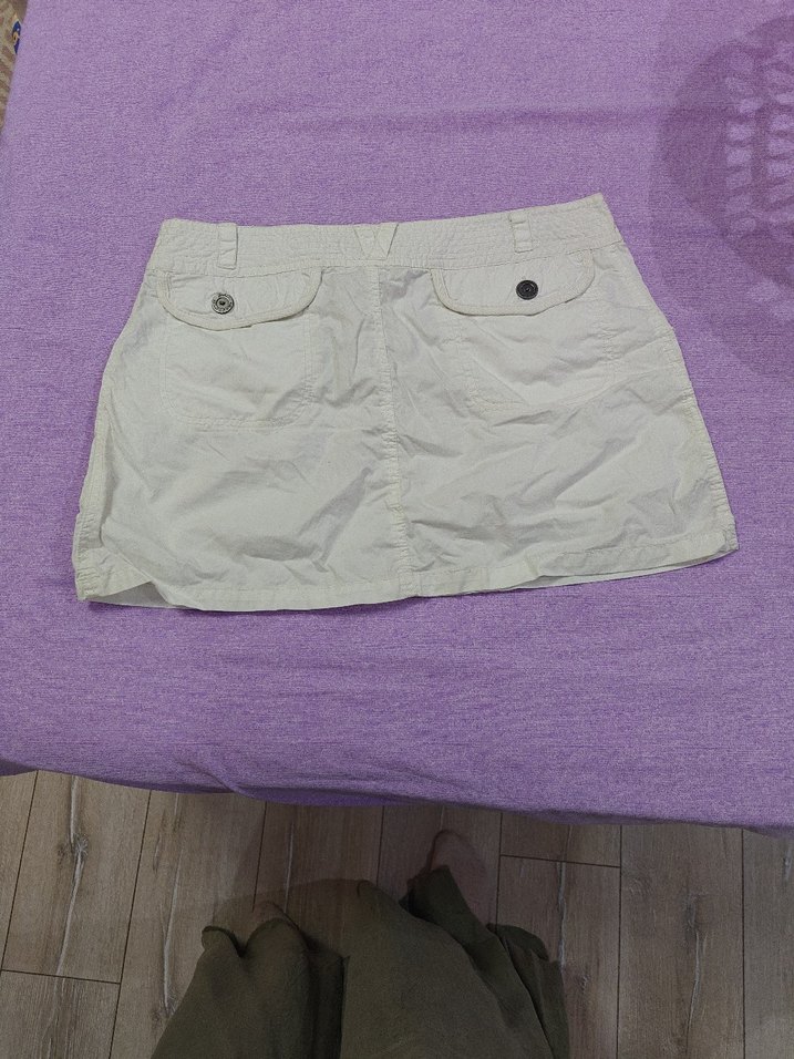 Beyaz Rahat Kesim Kadın Mini Etek - Görsel 5