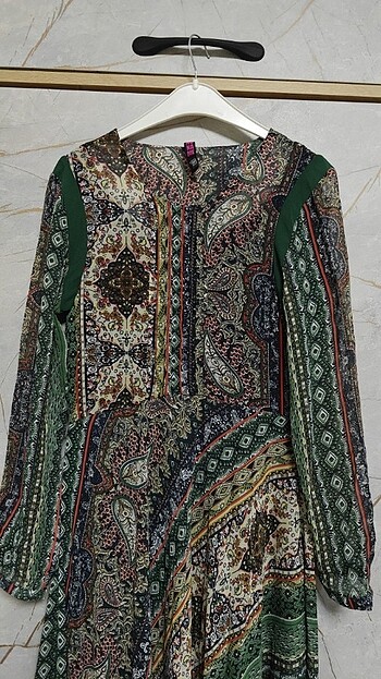 xl Beden yeşil Renk Şifon elbise