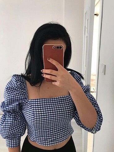 m Beden mavi Renk Crop bluz