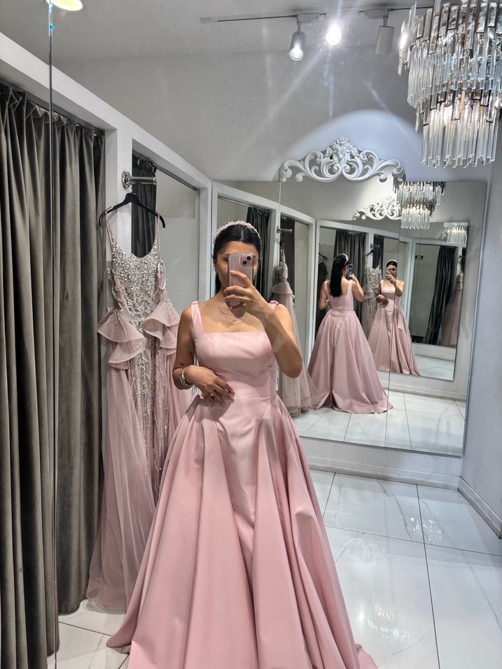 Pudra Rengi Uzun Abiye Elbise - Görsel 3