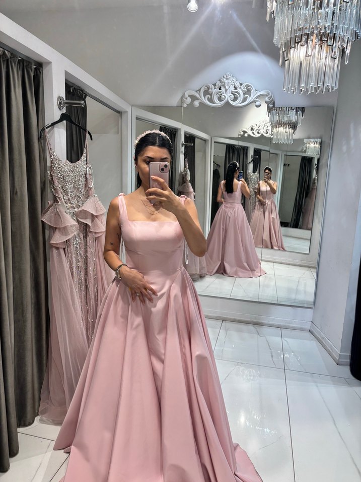 Pudra Rengi Uzun Abiye Elbise - Görsel 2