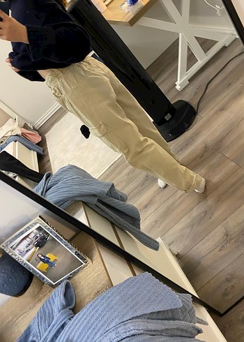 Bej Loose Fit Midi Kadın Kot Pantolon - Görsel 2