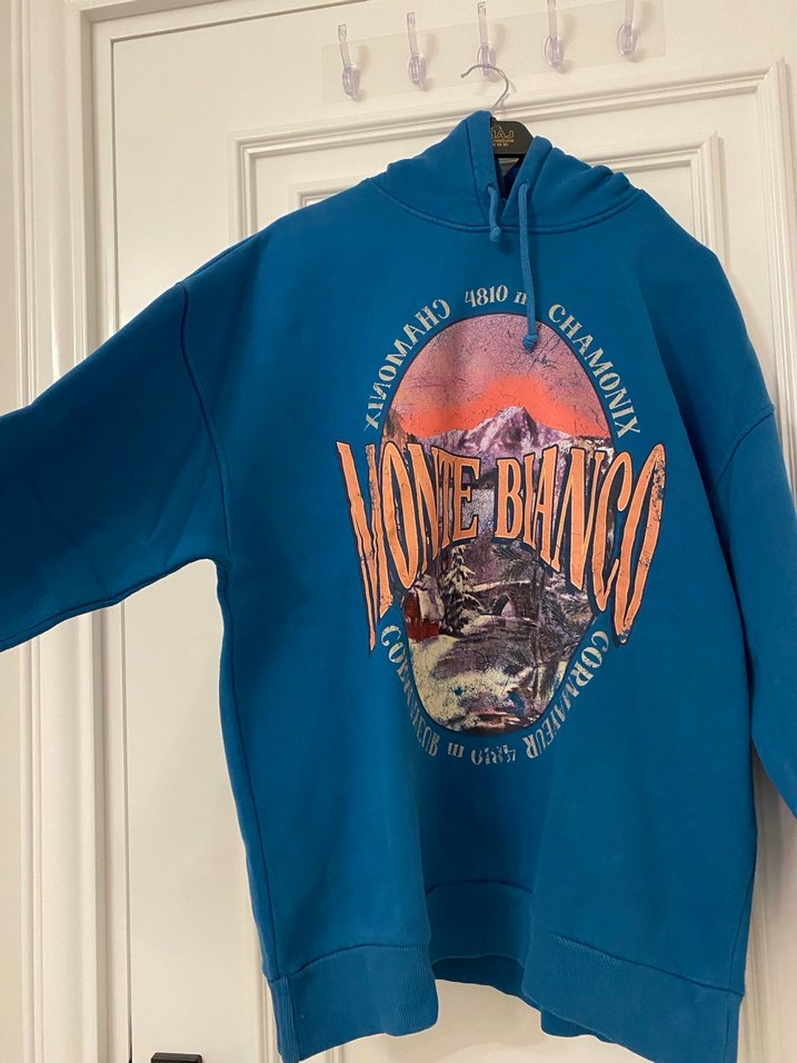 Mavi Baskılı Kadın Sweatshirt - Görsel 2