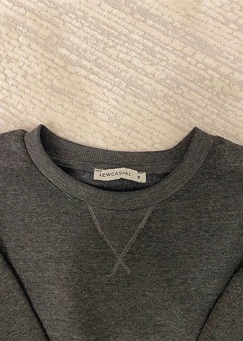 Gri Kadın Bisiklet Yaka Uzun Kollu Sweatshirt - Görsel 2