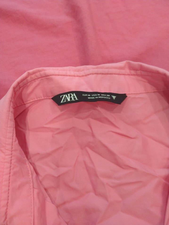 Pembe Kısa Kollu Düğmeli Kadın Gömlek - Görsel 4