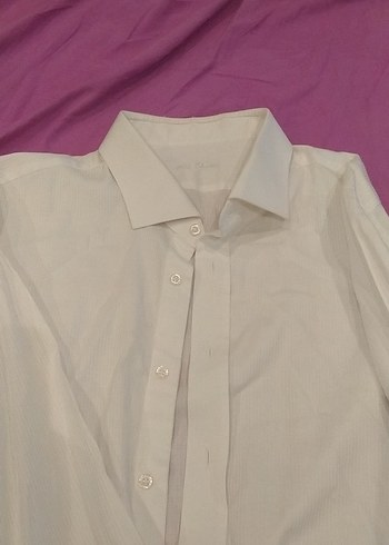 Beyaz uzunKollu Keten Gömlek - Görsel 3