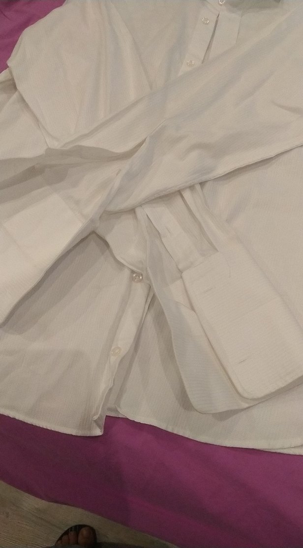 Beyaz uzunKollu Keten Gömlek - Görsel 2