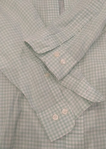 Yeşil Pamuklu Düğmeli uzun Kollu Erkek Gömlek - Görsel 2