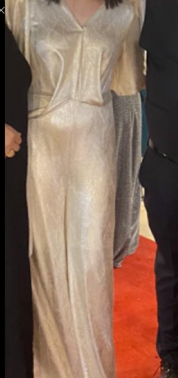 Beyaz V Yaka Uzun Kadın Tulum Abiye - Görsel 2