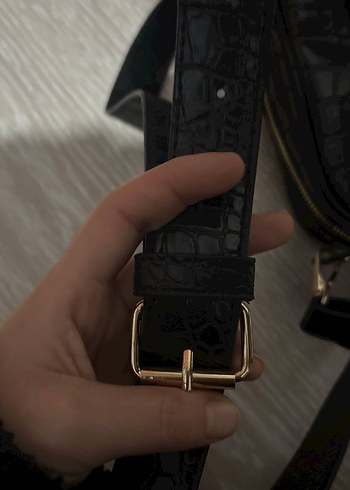 Siyah Yılan Desenli Deri Kadın Çanta - Görsel 2