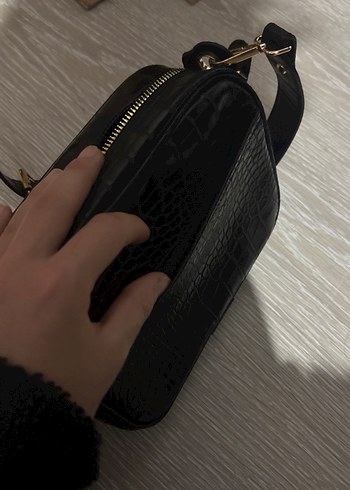 Siyah Yılan Desenli Deri Kadın Çanta - Görsel 4