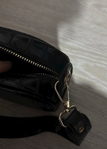 Siyah Yılan Desenli Deri Kadın Çanta - Görsel 3