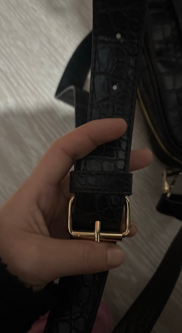 Siyah Yılan Desenli Deri Kadın Çanta - Görsel 2