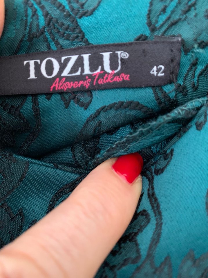 Vintage Desenli zümrüt yeşili elbise - Görsel 3