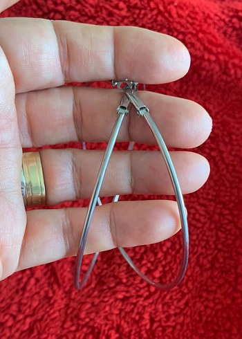 Gümüş renk mega halka Küpeler - Görsel 2