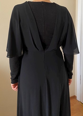 Siyah Yüksek Yakalı Uzun Kollu Uzun Elbise - Görsel 9
