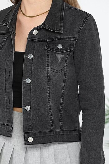 Kadın kot ceket jean 44 beden - Görsel 3