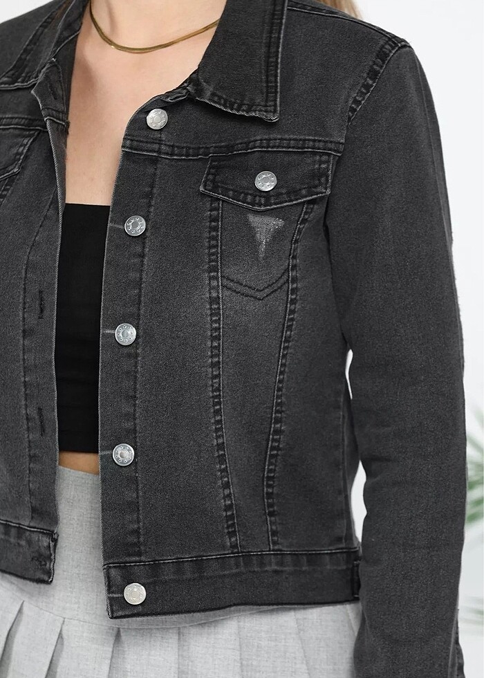 Kadın kot ceket jean 44 beden - Görsel 3