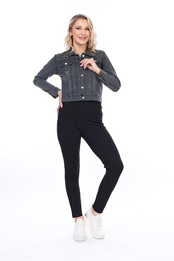 Kadın kısa kot ceket jean - Görsel 5