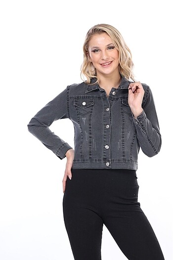 Kadın kısa kot ceket jean - Görsel 3