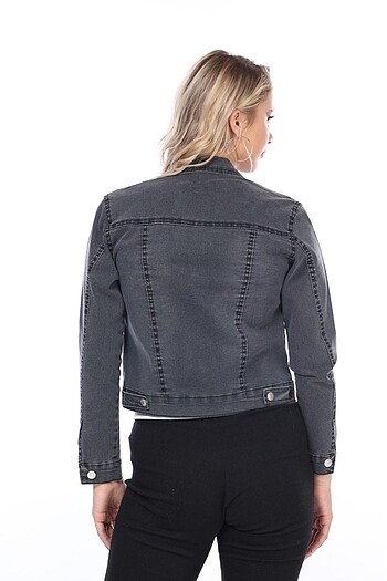 Kadın kısa kot ceket jean - Görsel 4