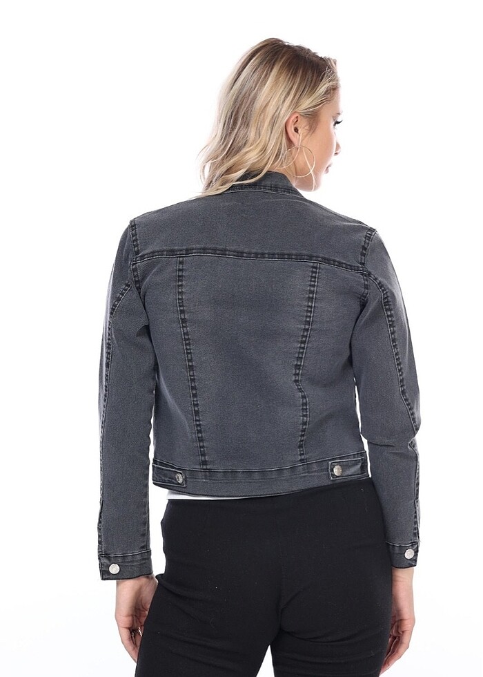 Kadın kısa kot ceket jean - Görsel 4