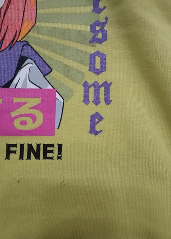 Sarı Kapüşonlu Baskılı Sweatshirt - Görsel 7