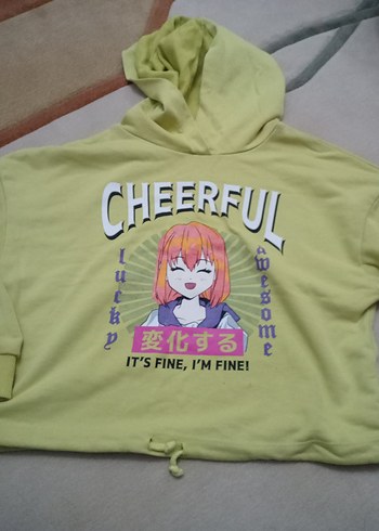 Sarı Kapüşonlu Baskılı Sweatshirt - Görsel 8