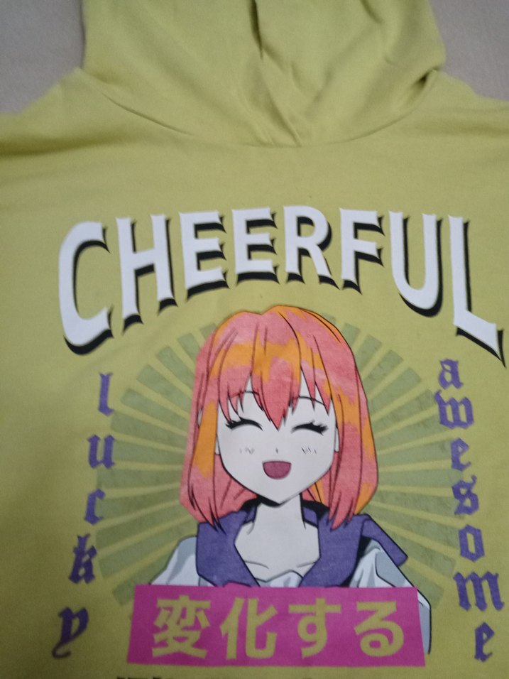 Sarı Kapüşonlu Baskılı Sweatshirt - Görsel 2