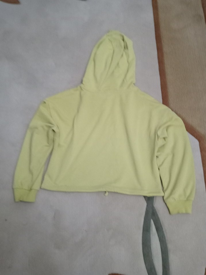 Sarı Kapüşonlu Baskılı Sweatshirt - Görsel 4