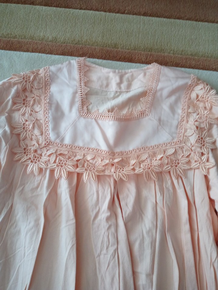 Pembe Uzun Kollu Midi Gecelik - Görsel 2