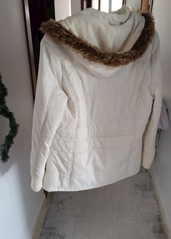 Beyaz Kadın Keten Midi Ceket - Görsel 4