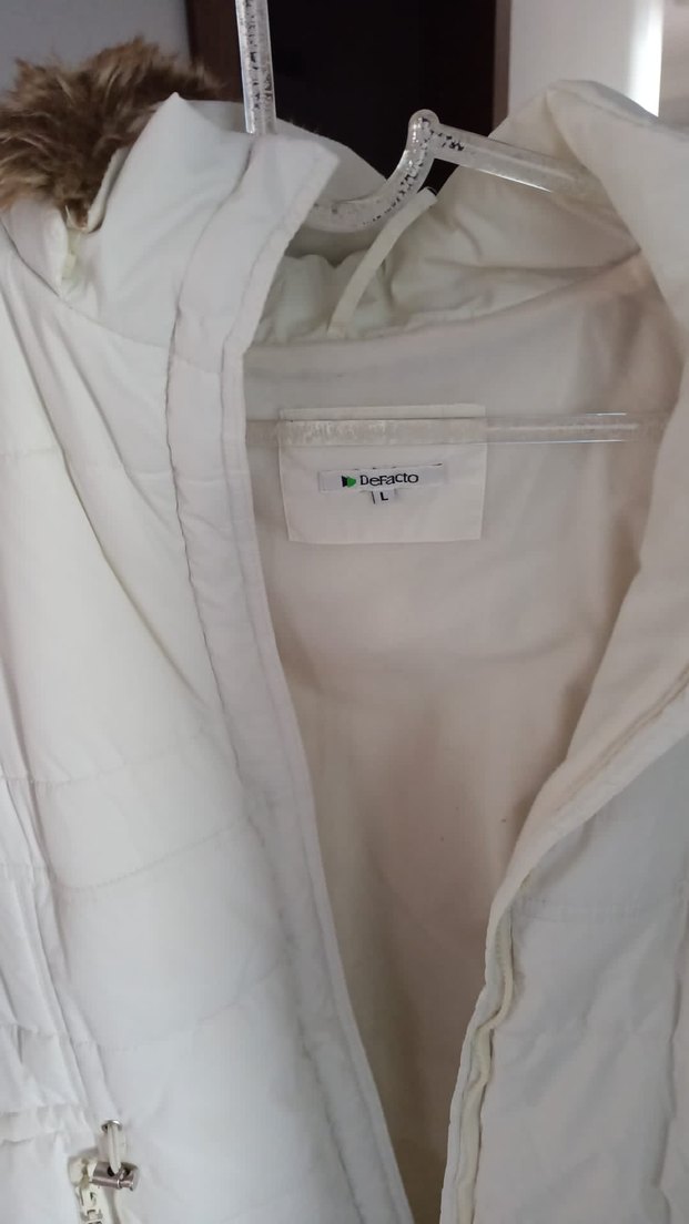 Beyaz Kadın Keten Midi Ceket - Görsel 3